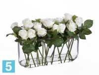 Композиция из искусственных цветов Розы белые в дизайн-стекле с водой TREEZ Collection в Москве