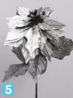 Искусственный цветок для декора Новогодняя Пуансеттия серебряная d-25cm 68h см в #REGION_NAME_DECLINE_PP#