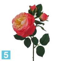 Роза искусственная, садовая, h-55 см., желто-розовая в Москве