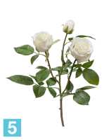Искусственный цветок для декора Роза Флорибунда Мидл ветвь белая TREEZ Collection в #REGION_NAME_DECLINE_PP#