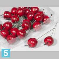 Яблоки искусственные, d-3.5, h-9 см., красные, матовые, 24 шт, на пике в Москве