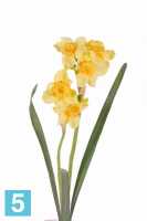 Искусственный цветок для декора Нарцисс "DELUXE" 53h желтый (5 цветков + 2 бутона + 3 листа) в #REGION_NAME_DECLINE_PP#