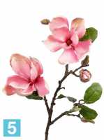 Искусственный цветок для декора Магнолия ветка 72h розовая (2 цветка + 6 бутонов) в #REGION_NAME_DECLINE_PP#