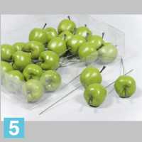 Яблоки искусственные, d-3.5, h-9 см., зеленые, матовые, 24 шт, на пике в Москве