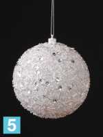 Искусственный декоративный шар Новогодний серебряный большой с блестками d20 в #REGION_NAME_DECLINE_PP#