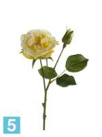Искусственный цветок для декора Роза декоративная c бутоном "Анна" 10dx37h желтая в #REGION_NAME_DECLINE_PP#