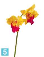 Искусственный цветок для декора Орхидея Каттлея крупная желто-розовая 42 см 2цв TREEZ Collection в #REGION_NAME_DECLINE_PP#