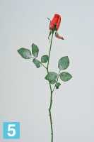 Искусственный цветок для декора Новогодняя заснеженная Роза Твиджи красная в бутоне 60h см в #REGION_NAME_DECLINE_PP#
