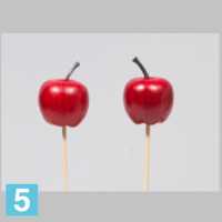 Яблоки искусственные, d-4.5, h-10 см., красные, матовые, 12 шт, на пике в Москве