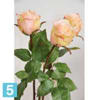 Роза искусственная, h-52 см., кремово-розовая в Москве
