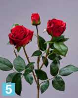 Искусственный цветок для декора Роза Флорибунда Мидл ветвь рубиново-красная TREEZ Collection в #REGION_NAME_DECLINE_PP#