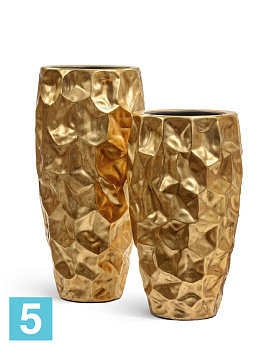 Кашпо TREEZ Effectory Metal Высокий округлый конус Design Сrumple, сусальное золото 42-d, 75-h в Москве