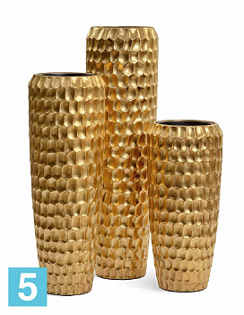 Кашпо TREEZ Effectory Metal Высокий конус Design Cells, сусальное золото 34-d, 75-h в Москве