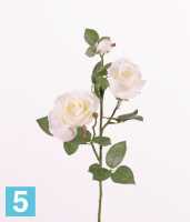 Искусственный цветок для декора Роза кустовая 75h белый (3 ветки) в Москве
