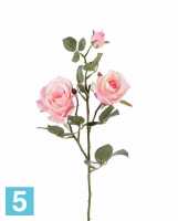 Искусственный цветок для декора Роза кустовая 75h нежно-розовый (3 ветки) в Москве
